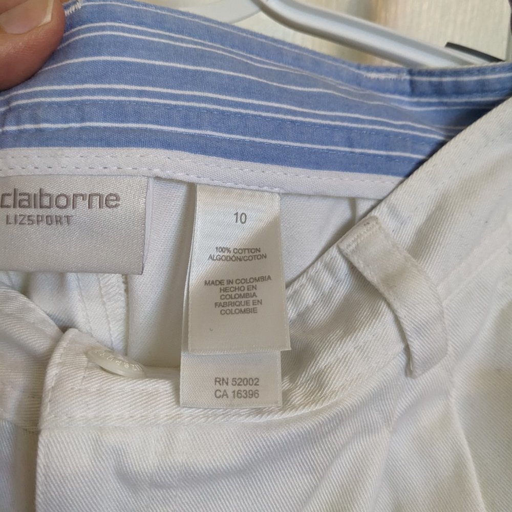 NWT!!!  90s Vintage Lizsport Bermuda Shorts | White | 10 | 100% Cotton - Picture 2 of 7